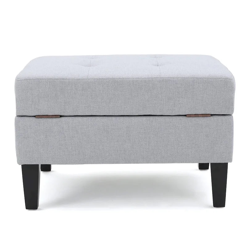 Pouff de rangement en tissu capitonné — Bleu foncé / Gris foncé / Gris clair / Rouge profond / Cannelle foncée / Sarcelle, 1 place