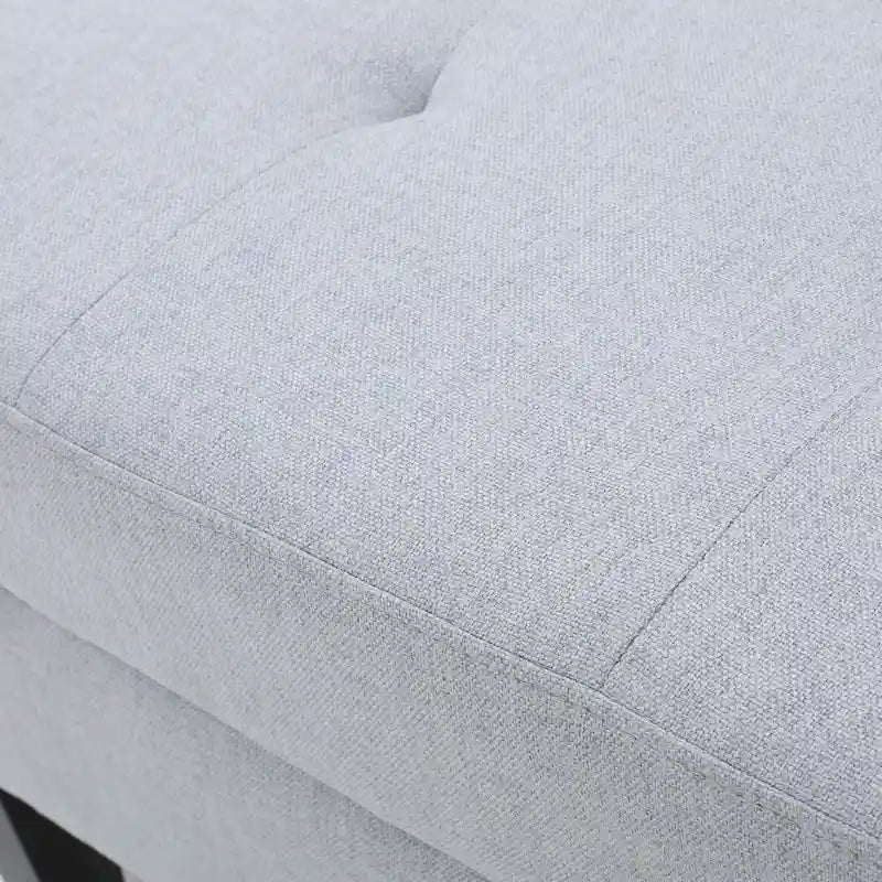 Pouff de rangement en tissu capitonné — Bleu foncé / Gris foncé / Gris clair / Rouge profond / Cannelle foncée / Sarcelle, 1 place