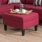 Pouff de rangement en tissu capitonné — Bleu foncé / Gris foncé / Gris clair / Rouge profond / Cannelle foncée / Sarcelle, 1 place