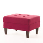 Pouff de rangement en tissu capitonné — Bleu foncé / Gris foncé / Gris clair / Rouge profond / Cannelle foncée / Sarcelle, 1 place