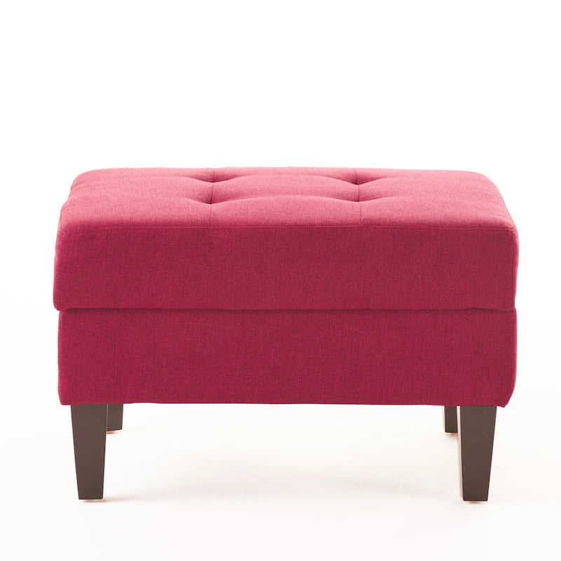 Pouff de rangement en tissu capitonné — Bleu foncé / Gris foncé / Gris clair / Rouge profond / Cannelle foncée / Sarcelle, 1 place
