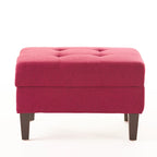 Pouff de rangement en tissu capitonné — Bleu foncé / Gris foncé / Gris clair / Rouge profond / Cannelle foncée / Sarcelle, 1 place
