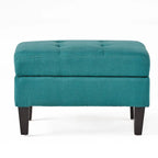Pouff de rangement en tissu capitonné — Bleu foncé / Gris foncé / Gris clair / Rouge profond / Cannelle foncée / Sarcelle, 1 place