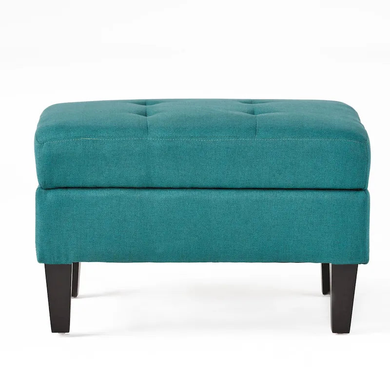 Pouff de rangement en tissu capitonné — Bleu foncé / Gris foncé / Gris clair / Rouge profond / Cannelle foncée / Sarcelle, 1 place