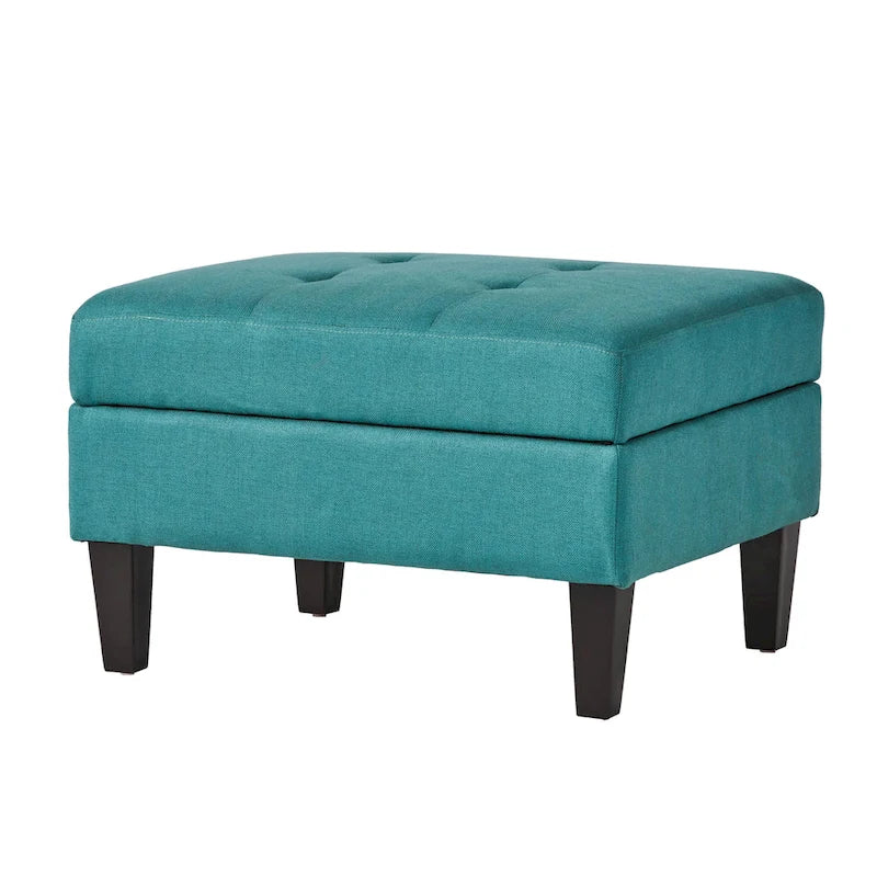 Pouff de rangement en tissu capitonné — Bleu foncé / Gris foncé / Gris clair / Rouge profond / Cannelle foncée / Sarcelle, 1 place