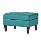 Pouff de rangement en tissu capitonné — Bleu foncé / Gris foncé / Gris clair / Rouge profond / Cannelle foncée / Sarcelle, 1 place