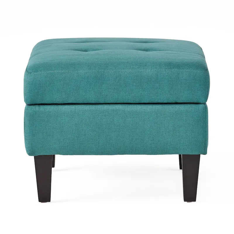 Pouff de rangement en tissu capitonné — Bleu foncé / Gris foncé / Gris clair / Rouge profond / Cannelle foncée / Sarcelle, 1 place