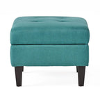 Pouff de rangement en tissu capitonné — Bleu foncé / Gris foncé / Gris clair / Rouge profond / Cannelle foncée / Sarcelle, 1 place