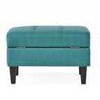 Pouff de rangement en tissu capitonné — Bleu foncé / Gris foncé / Gris clair / Rouge profond / Cannelle foncée / Sarcelle, 1 place
