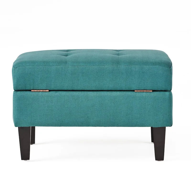 Pouff de rangement en tissu capitonné — Bleu foncé / Gris foncé / Gris clair / Rouge profond / Cannelle foncée / Sarcelle, 1 place