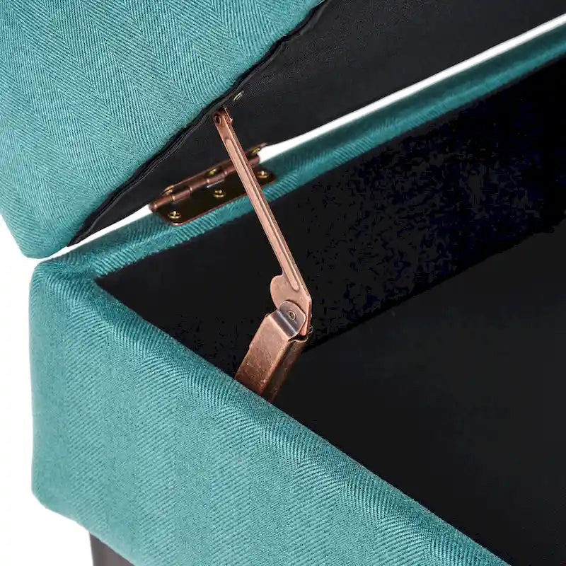 Pouff de rangement en tissu capitonné — Bleu foncé / Gris foncé / Gris clair / Rouge profond / Cannelle foncée / Sarcelle, 1 place