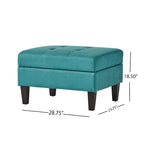 Pouff de rangement en tissu capitonné — Bleu foncé / Gris foncé / Gris clair / Rouge profond / Cannelle foncée / Sarcelle, 1 place