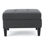 Pouff de rangement en tissu capitonné — Bleu foncé / Gris foncé / Gris clair / Rouge profond / Cannelle foncée / Sarcelle, 1 place