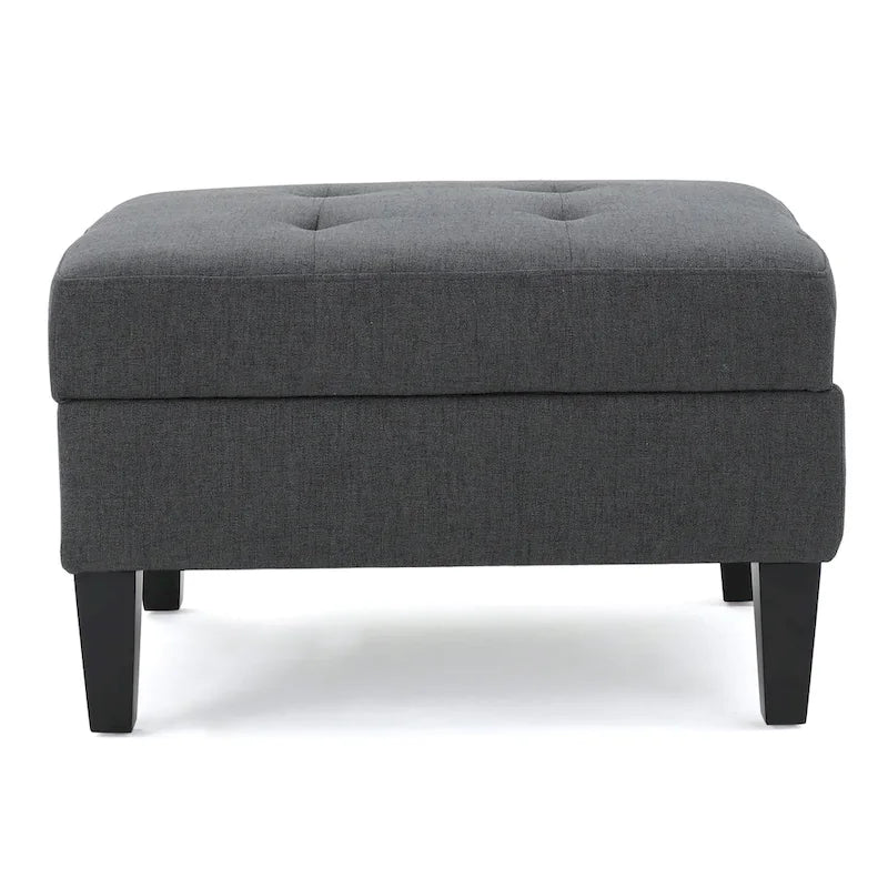 Pouff de rangement en tissu capitonné — Bleu foncé / Gris foncé / Gris clair / Rouge profond / Cannelle foncée / Sarcelle, 1 place