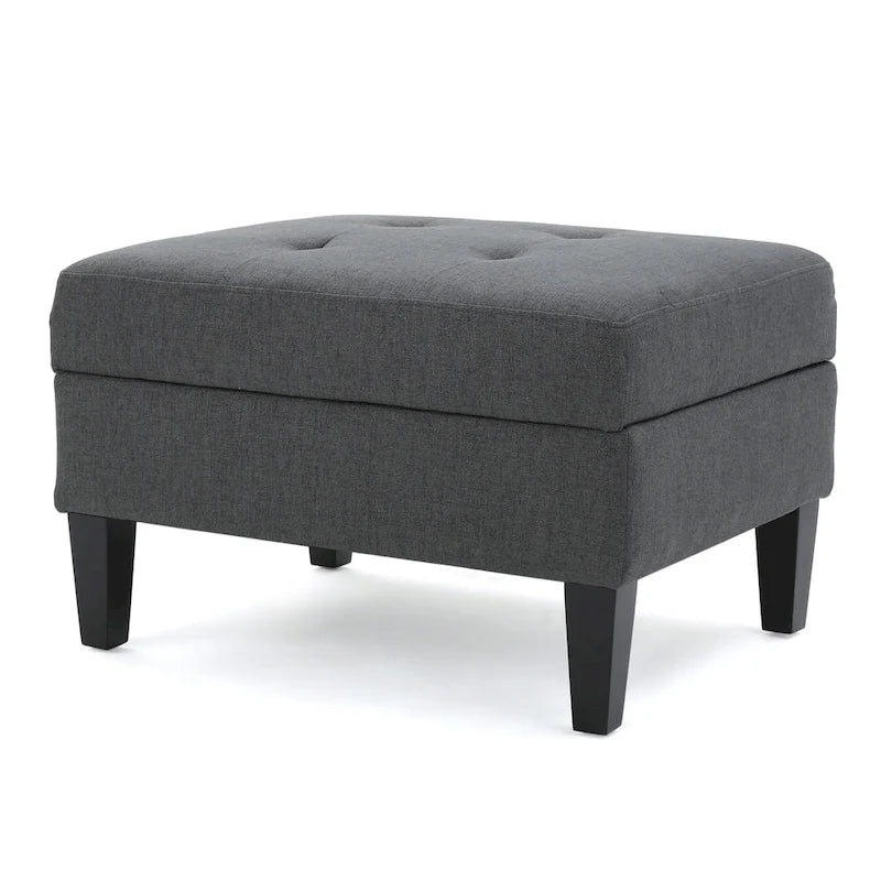 Pouff de rangement en tissu capitonné — Bleu foncé / Gris foncé / Gris clair / Rouge profond / Cannelle foncée / Sarcelle, 1 place