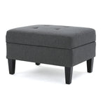 Pouff de rangement en tissu capitonné — Bleu foncé / Gris foncé / Gris clair / Rouge profond / Cannelle foncée / Sarcelle, 1 place