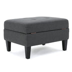 Pouff de rangement en tissu capitonné — Bleu foncé / Gris foncé / Gris clair / Rouge profond / Cannelle foncée / Sarcelle, 1 place