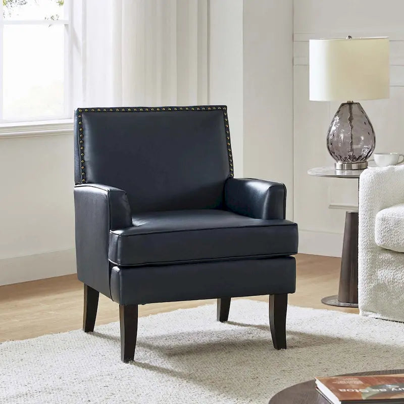 Fauteuil d'appoint clouté gris / sauge / camel / marron / turquoise / noir / marine, simple