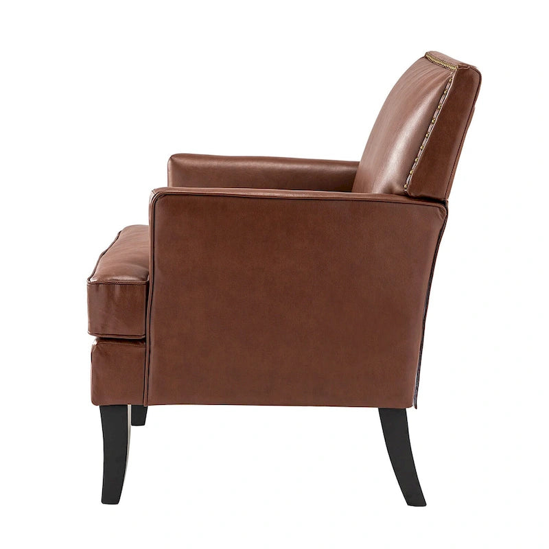 Fauteuil d'appoint clouté gris / sauge / camel / marron / turquoise / noir / marine, simple