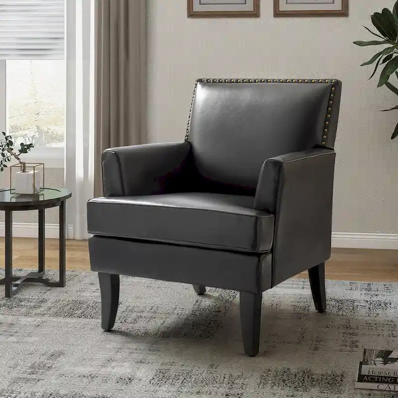 Fauteuil d'appoint clouté gris / sauge / camel / marron / turquoise / noir / marine, simple