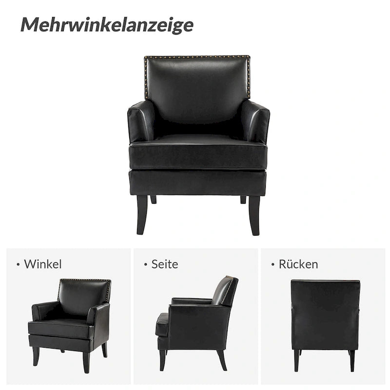 Fauteuil d'appoint clouté gris / sauge / camel / marron / turquoise / noir / marine, simple