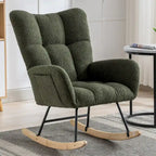 Fauteuil à bascule planeur rembourré – Velours, dossier haut, siège simple | Curcuma / Bleu / Rose / Marron / Vert / Jaune / Noir / Blanc et plus