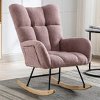 Fauteuil à bascule planeur rembourré – Velours, dossier haut, siège simple | Curcuma / Bleu / Rose / Marron / Vert / Jaune / Noir / Blanc et plus