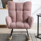 Fauteuil à bascule planeur rembourré – Velours, dossier haut, siège simple | Curcuma / Bleu / Rose / Marron / Vert / Jaune / Noir / Blanc et plus