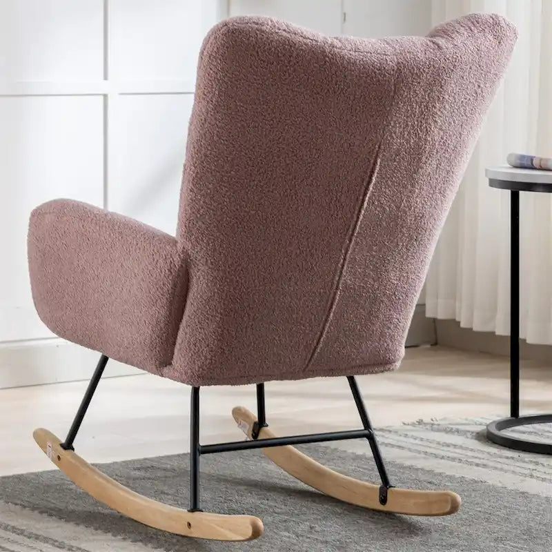 Fauteuil à bascule planeur rembourré – Velours, dossier haut, siège simple | Curcuma / Bleu / Rose / Marron / Vert / Jaune / Noir / Blanc et plus