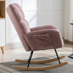 Fauteuil à bascule planeur rembourré – Velours, dossier haut, siège simple | Curcuma / Bleu / Rose / Marron / Vert / Jaune / Noir / Blanc et plus