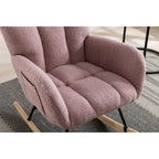 Fauteuil à bascule planeur rembourré – Velours, dossier haut, siège simple | Curcuma / Bleu / Rose / Marron / Vert / Jaune / Noir / Blanc et plus