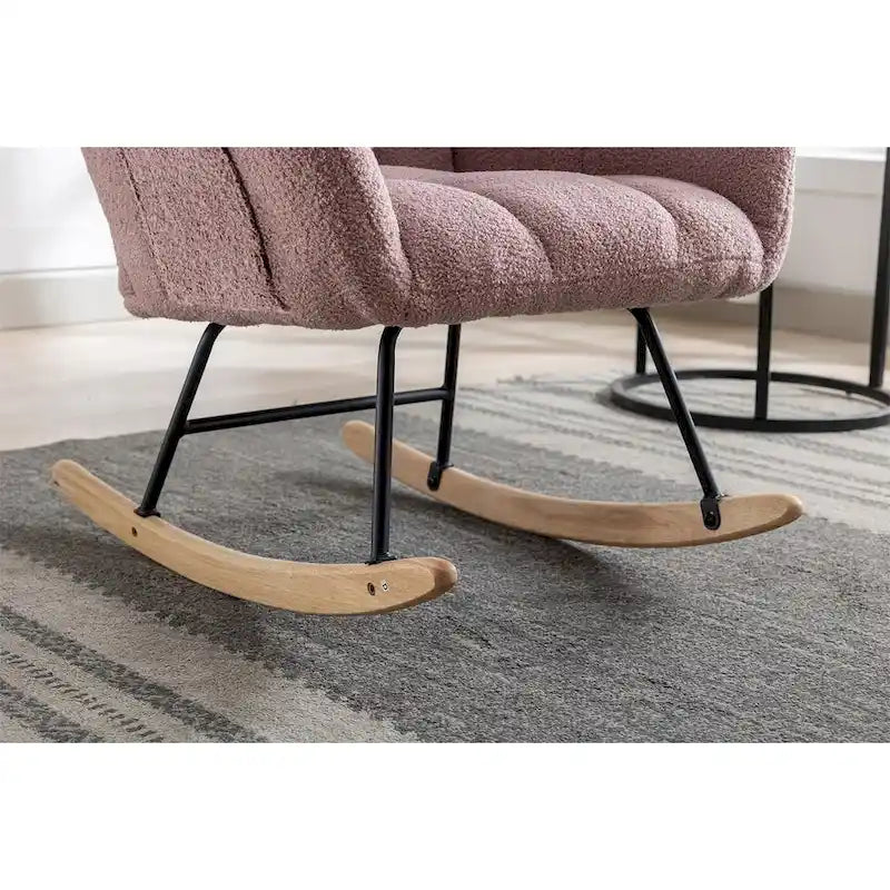 Fauteuil à bascule planeur rembourré – Velours, dossier haut, siège simple | Curcuma / Bleu / Rose / Marron / Vert / Jaune / Noir / Blanc et plus