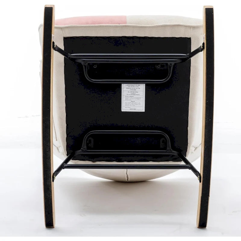 Fauteuil à bascule planeur rembourré – Velours, dossier haut, siège simple | Curcuma / Bleu / Rose / Marron / Vert / Jaune / Noir / Blanc et plus