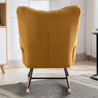 Fauteuil à bascule planeur rembourré – Velours, dossier haut, siège simple | Curcuma / Bleu / Rose / Marron / Vert / Jaune / Noir / Blanc et plus