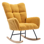 Fauteuil à bascule planeur rembourré – Velours, dossier haut, siège simple | Curcuma / Bleu / Rose / Marron / Vert / Jaune / Noir / Blanc et plus