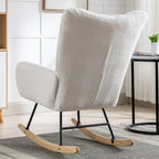 Fauteuil à bascule planeur rembourré – Velours, dossier haut, siège simple | Curcuma / Bleu / Rose / Marron / Vert / Jaune / Noir / Blanc et plus