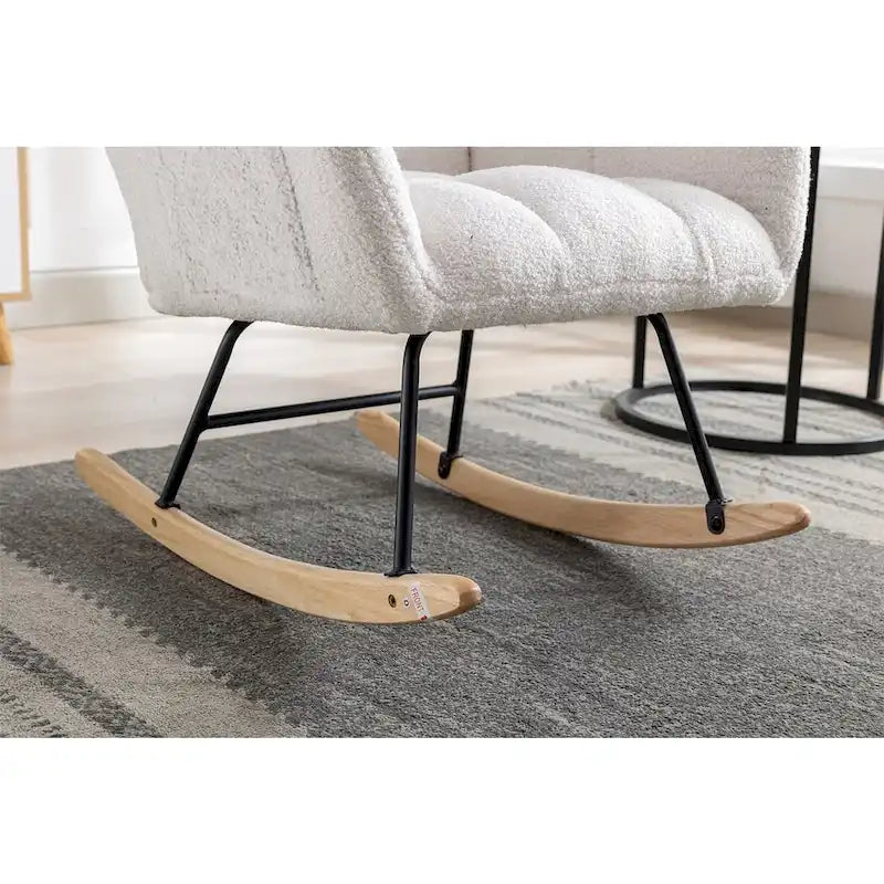 Fauteuil à bascule planeur rembourré – Velours, dossier haut, siège simple | Curcuma / Bleu / Rose / Marron / Vert / Jaune / Noir / Blanc et plus