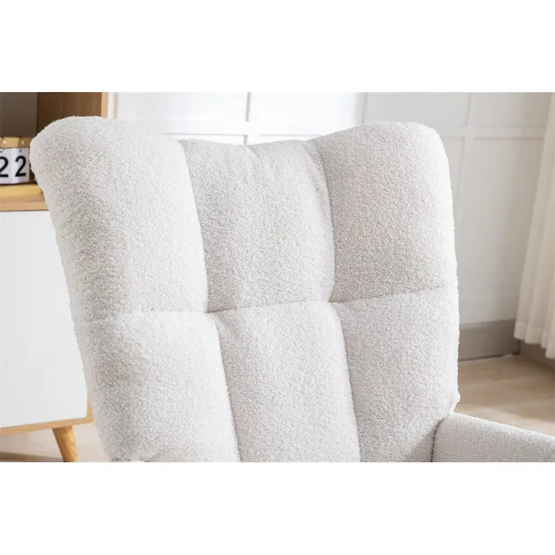 Fauteuil à bascule planeur rembourré – Velours, dossier haut, siège simple | Curcuma / Bleu / Rose / Marron / Vert / Jaune / Noir / Blanc et plus