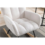 Fauteuil à bascule planeur rembourré – Velours, dossier haut, siège simple | Curcuma / Bleu / Rose / Marron / Vert / Jaune / Noir / Blanc et plus