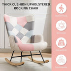 Fauteuil à bascule planeur rembourré – Velours, dossier haut, siège simple | Curcuma / Bleu / Rose / Marron / Vert / Jaune / Noir / Blanc et plus