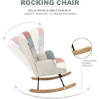 Fauteuil à bascule planeur rembourré – Velours, dossier haut, siège simple | Curcuma / Bleu / Rose / Marron / Vert / Jaune / Noir / Blanc et plus