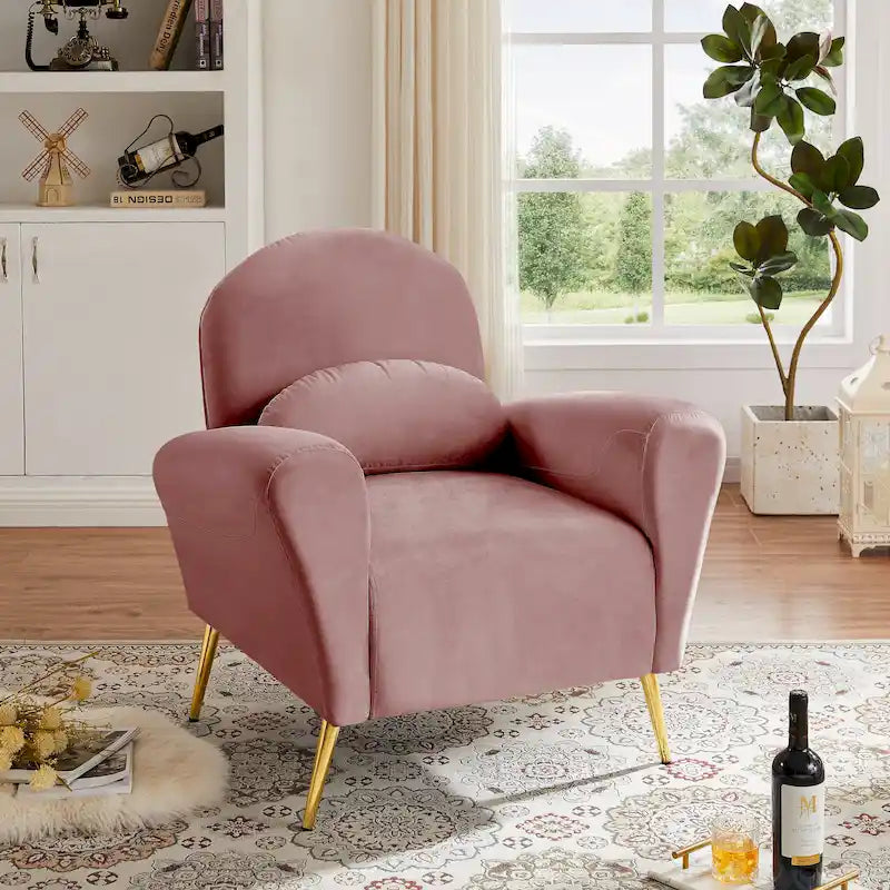 Fauteuil d'appoint en velours, Beige / Rose / Vert / Bleu, Une place