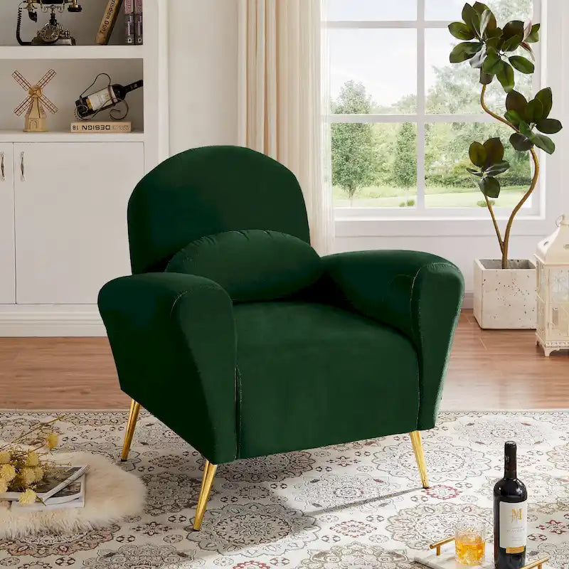 Fauteuil d'appoint en velours, Beige / Rose / Vert / Bleu, Une place