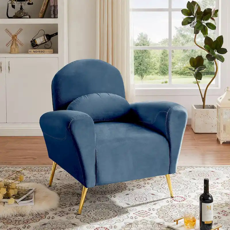 Fauteuil d'appoint en velours, Beige / Rose / Vert / Bleu, Une place