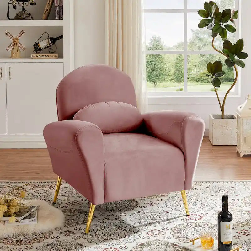 Fauteuil d'appoint en velours, Beige / Rose / Vert / Bleu, Une place