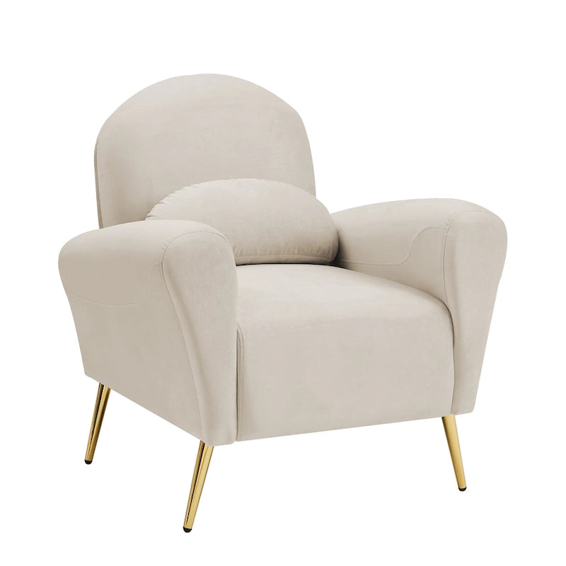 Fauteuil d'appoint en velours, Beige / Rose / Vert / Bleu, Une place