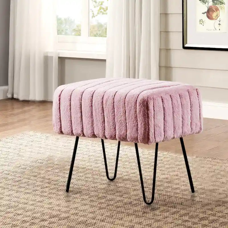 Banc Ottoman en Fausse Fourrure, Rayé, 1 Place