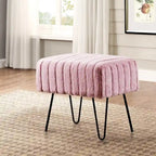 Banc Ottoman en Fausse Fourrure, Rayé, 1 Place
