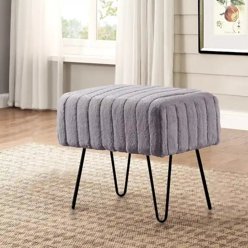 Banc Ottoman en Fausse Fourrure, Rayé, 1 Place