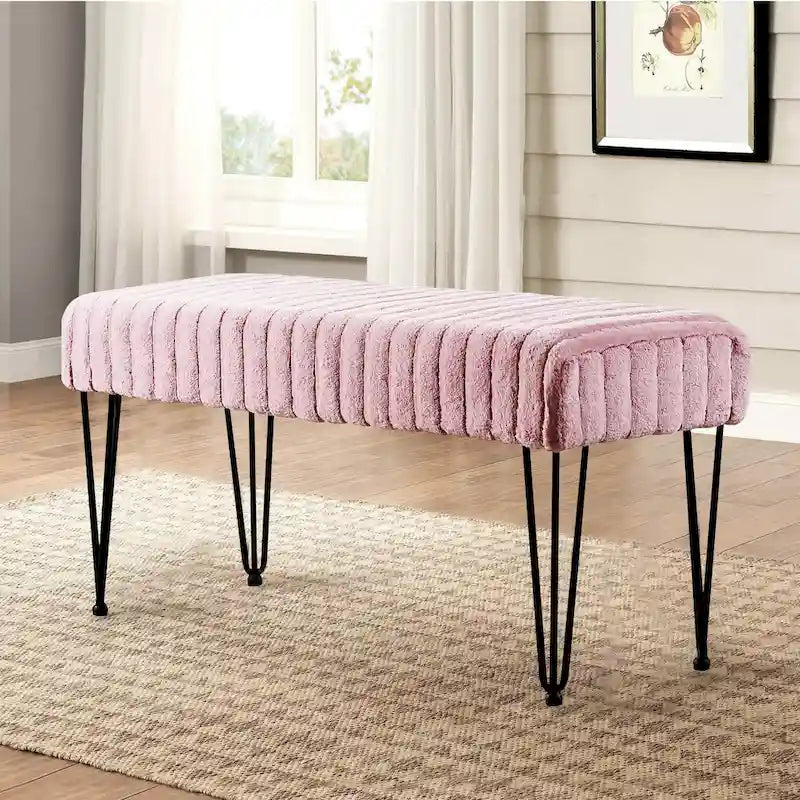 Banc Ottoman en Fausse Fourrure, Rayé, 1 Place